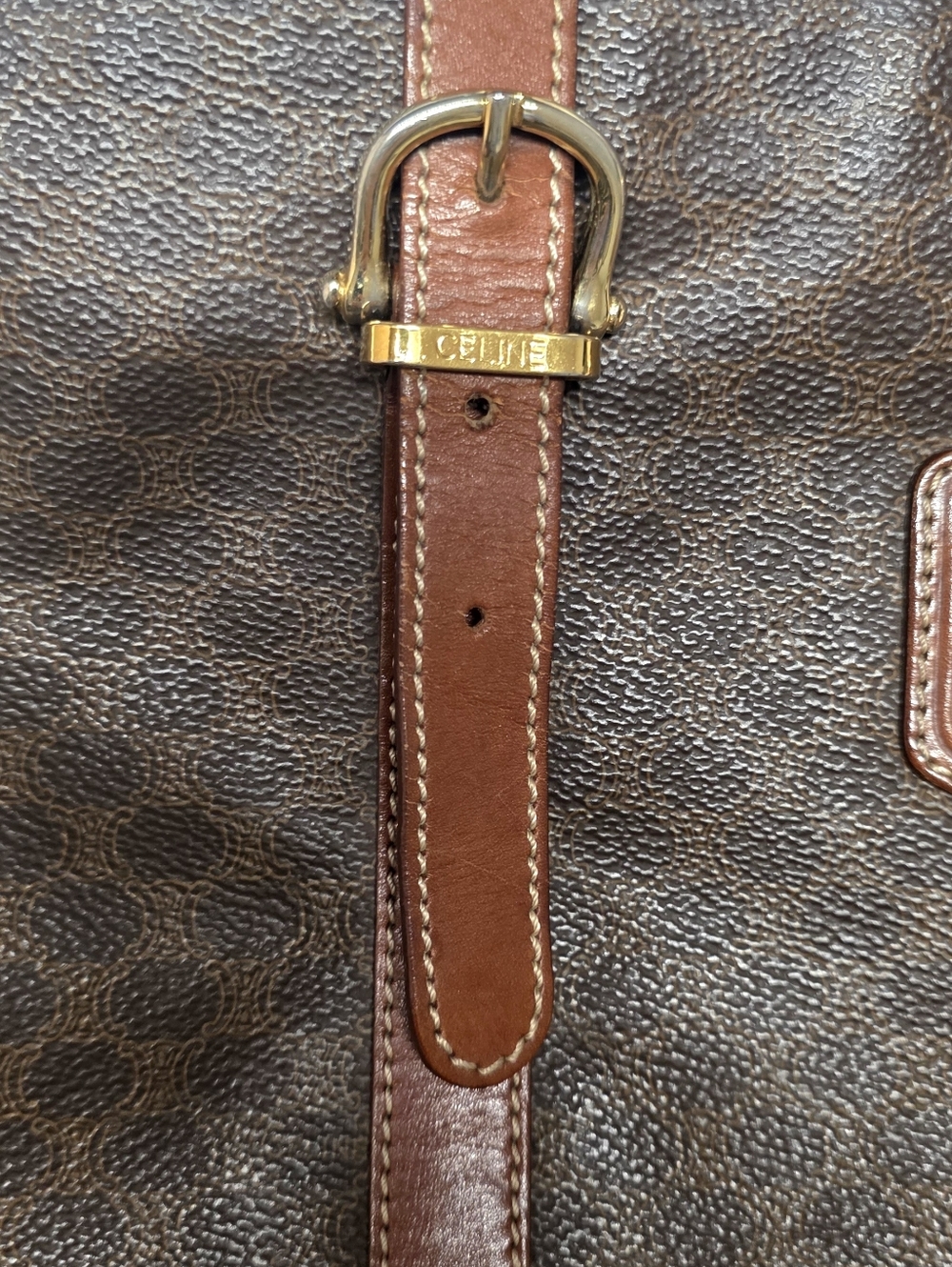 CELINE Macadam Brown Tote Shoulder Bag - Picture 6 of 12